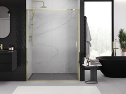 Mexen Exo-S sliding shower door 200 cm, transparent, gold - 8151-200-000-50-00