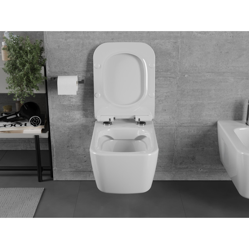 Mexen Margo Rimless WC bowl with a slow-closing slim duroplast seat, glossy white - 30420800