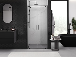 Mexen Exo double hinged shower door 110 cm, transparent, black - 8182-110-000-70-00