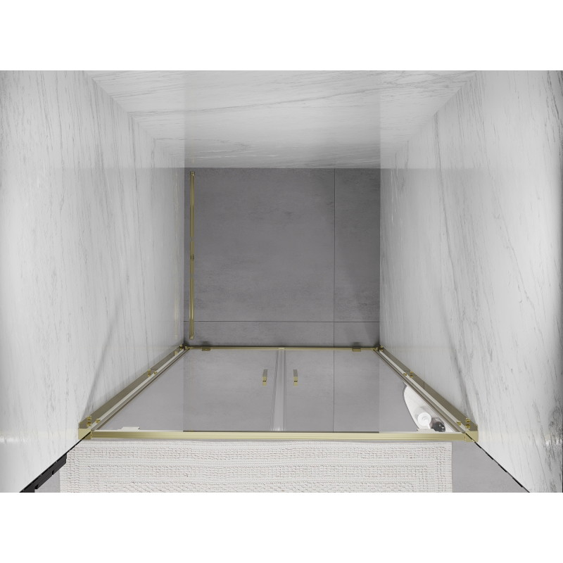 Mexen Exo-BR Duo double hinged shower doors 120 cm, transparent, gold - 8182-120-000-50-00