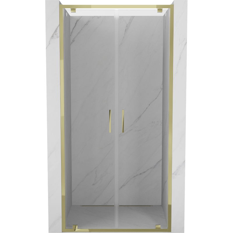 Mexen Exo double hinged shower doors 120 cm, transparent, gold - 8182-120-000-50-00