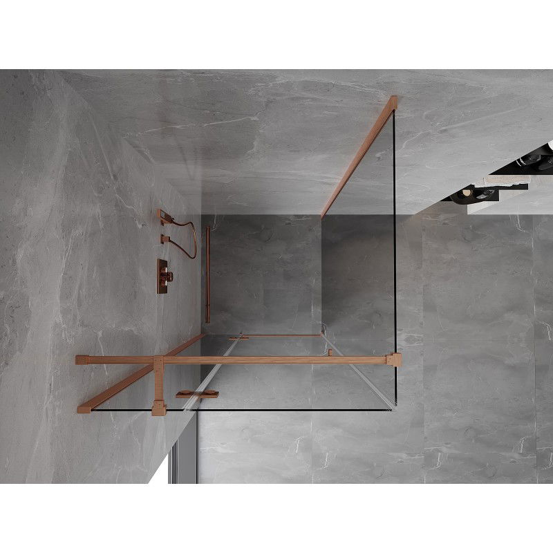 Mexen Mist-H T hinged left shower enclosure 70 x 70 cm, transparent, brushed copper - 8A5T-070-070-65-00-L