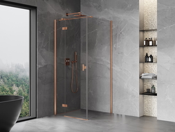 Mexen Mist-H T Shower Enclosure Pivot Left 85 x 85 cm, Transparent, Brushed Copper - 8A5T-085-085-65-00-L