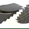 Mexen Lena Rimless toilet bowl with a slim soft close toilet seat, duroplast, Black/gold checked pattern - 30224079