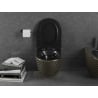 Mexen Lena Rimless toilet bowl with a slim soft close toilet seat, duroplast, Black/gold checked pattern - 30224079