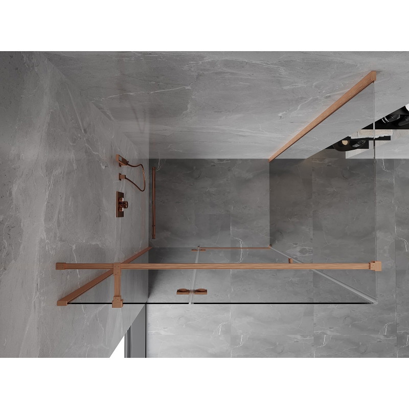Mexen Mist-H T pivot shower cabin left 100 x 75 cm, transparent, brushed copper - 8A5T-100-075-65-00-L