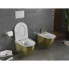 Mexen Lena Rimless WC Bowl with Soft-Close Slim Seat, Duroplast, White/Gold Scale Pattern - 30224008