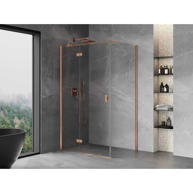 Mexen Mist-H T Shower Enclosure Hinged Left 105 x 100 cm, Transparent, Brushed Copper - 8A5T-105-100-65-00-L