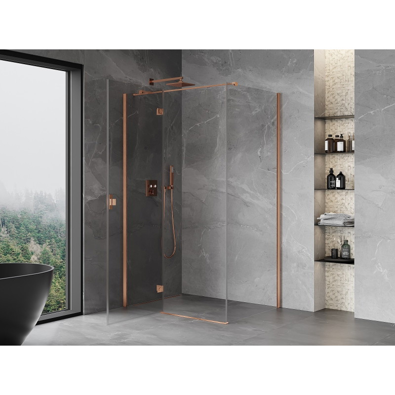 Mexen Mist-H T left hinged shower enclosure 95 x 120 cm, transparent, brushed copper - 8A5T-095-120-65-00-L