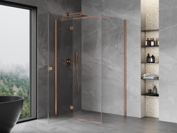 Mexen Mist-H T left hinged shower enclosure 95 x 120 cm, transparent, brushed copper - 8A5T-095-120-65-00-L