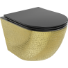 Mexen Lena Rimless WC Bowl with Slow-Close Slim Seat, Duroplast, Black Matte/Gold Scale Pattern - 30224078