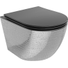 Mexen Lena Rimless WC bowl with slow-close slim seat, duroplast, black matte/silver scale pattern - 30224072