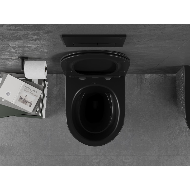 Mexen Lena Rimless WC Bowl with Slim Soft-Close Seat, Duroplast, Black Matte/Silver Scale Pattern - 30224072
