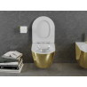 Mexen Lena Rimless WC bowl with slow-close slim seat, duroplast, white/gold - 30224006