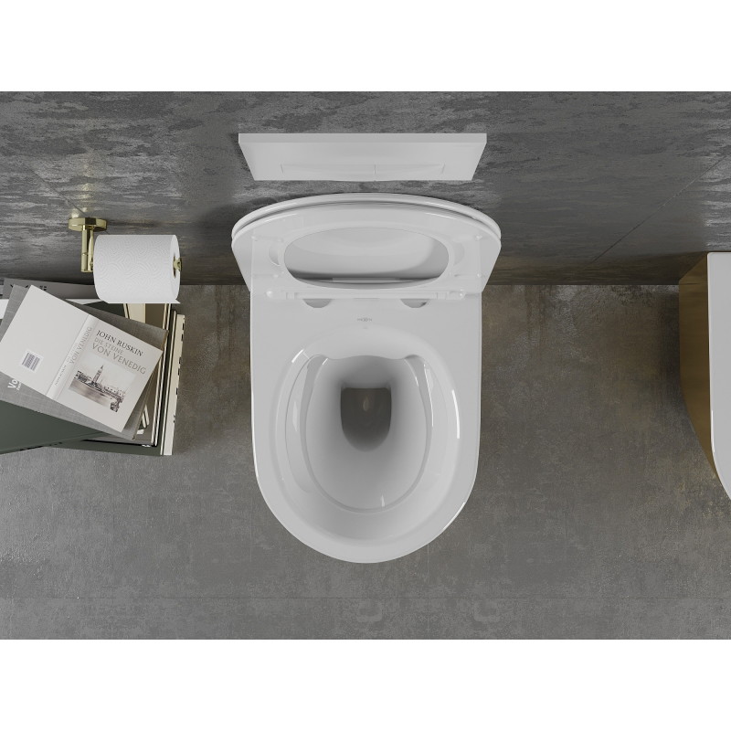 Mexen Lena Rimless WC Bowl with Slim Soft-Close Seat, Duroplast, White/Gold - 30224006