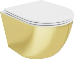Mexen Lena Rimless toilet bowl with a slim soft close toilet seat, duroplast, white/gold - 30224006