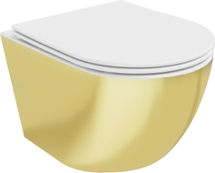 Mexen Lena Rimless WC bowl with slow-close slim seat, duroplast, white/gold - 30224006