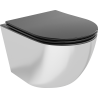 Mexen Lena Rimless Toilet Bowl with Soft-Close Slim Seat, Duroplast, Matte Black/Silver - 30224074