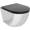 Mexen Lena Rimless WC Bowl with Slim Soft-Close Seat, Duroplast, Black Matte/Silver - 30224074