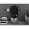 Mexen Lena Rimless Toilet Bowl with Soft-Close Slim Seat, Duroplast, Matte Black/Silver - 30224074