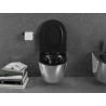 Mexen Lena Rimless WC Bowl with Slim Soft-Close Seat, Duroplast, Black Matte/Silver - 30224074