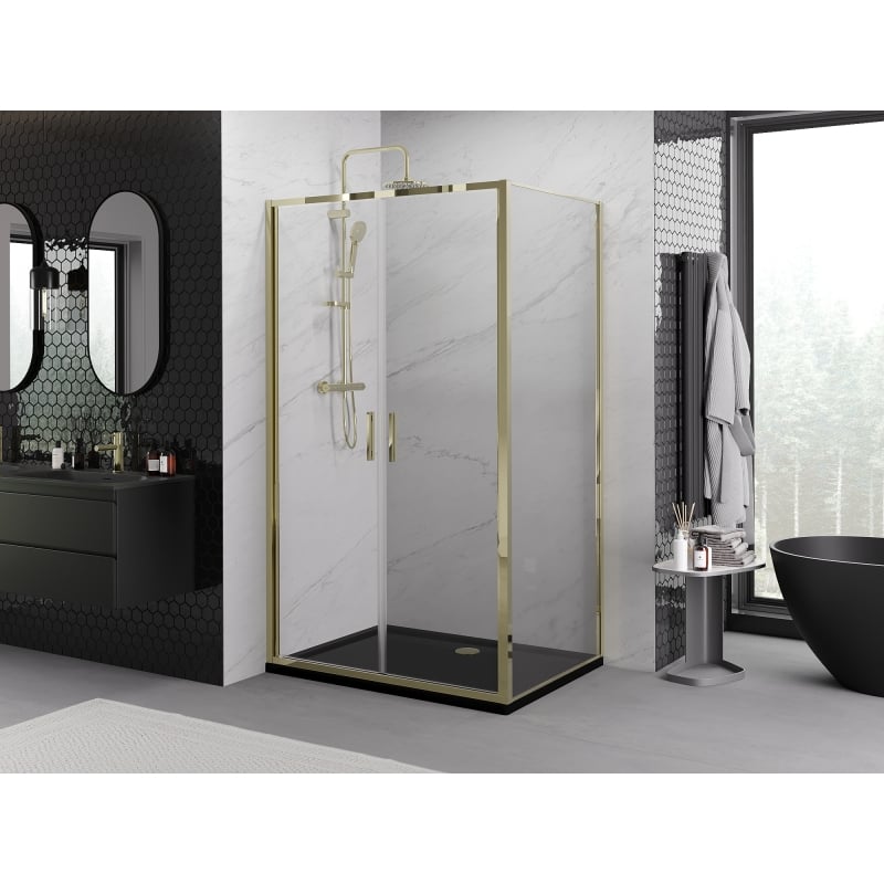Mexen Exo hinged shower cabin 120 x 95 cm, transparent, gold - 814-120-095-50-00
