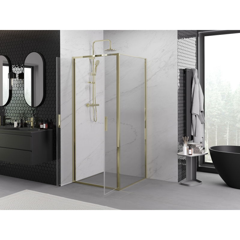 Mexen Exo 120 x 120 cm Pivot Shower Enclosure, Transparent, Gold - 814-120-120-50-00