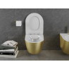 Mexen Lena Rimless WC Bowl with Slow-Close Slim Seat, Duroplast, White/Gold Line Pattern - 30224007