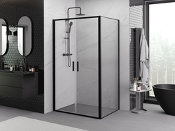 Mexen Exo-B Duo hinged shower cabin 110 x 80 cm, transparent, black - 814-110-080-70-00