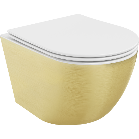 Mexen Lena Rimless toilet bowl with a slim soft close toilet seat, duroplast, white/gold line pattern - 30224007