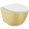 Mexen Lena Rimless WC Bowl with Slow-Close Slim Seat, Duroplast, White/Gold Line Pattern - 30224007