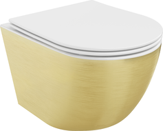 Mexen Lena Rimless toilet bowl with a slim soft close toilet seat, duroplast, white/gold line pattern - 30224007