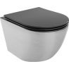 Mexen Lena Rimless WC Bowl with Soft-Close Slim Seat, Duroplast, Black Matte/Silver Line Pattern - 30224073