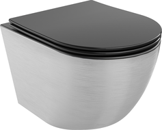 Mexen Lena Rimless toilet bowl with a slim soft close toilet seat, duroplast, Black matt/silver line pattern - 30224073