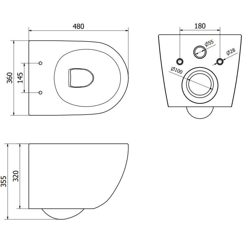 Mexen Lena rimless toilet bowl with slim soft-close seat, duroplast, matte black/gold line pattern - 30224077
