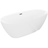 Mexen Luvo Slim freestanding bath 170 x 75 cm, white, gun gray brushed overflow - 52801707500-66