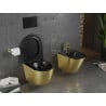 Mexen Lena rimless toilet bowl with slim soft-close seat, duroplast, matte black/gold line pattern - 30224077