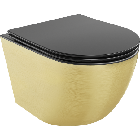 Mexen Lena Rimless WC Bowl with Soft-Close Slim Seat, Duroplast, Matte Black/Gold Line Pattern - 30224077
