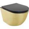 Mexen Lena rimless toilet bowl with slim soft-close seat, duroplast, matte black/gold line pattern - 30224077