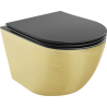Mexen Lena rimless toilet bowl with soft-close slim seat, duroplast, matte black/gold line pattern - 30224077