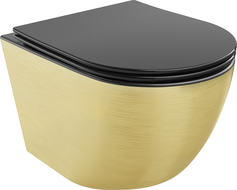 Mexen Lena Rimless toilet bowl with a slim soft close toilet seat, duroplast, Black matt/gold line pattern - 30224077