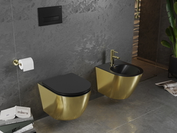 Mexen Lena wall hung bidet, Black matt/Gold - 35224876