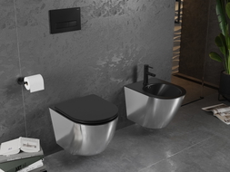 Mexen Lena wall-hung bidet, black matte/silver - 35224874
