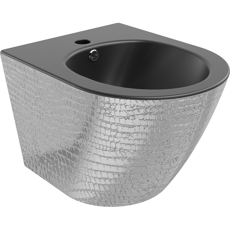 Mexen Lena wall-mounted bidet, black matte/silver fish scale pattern - 35224872