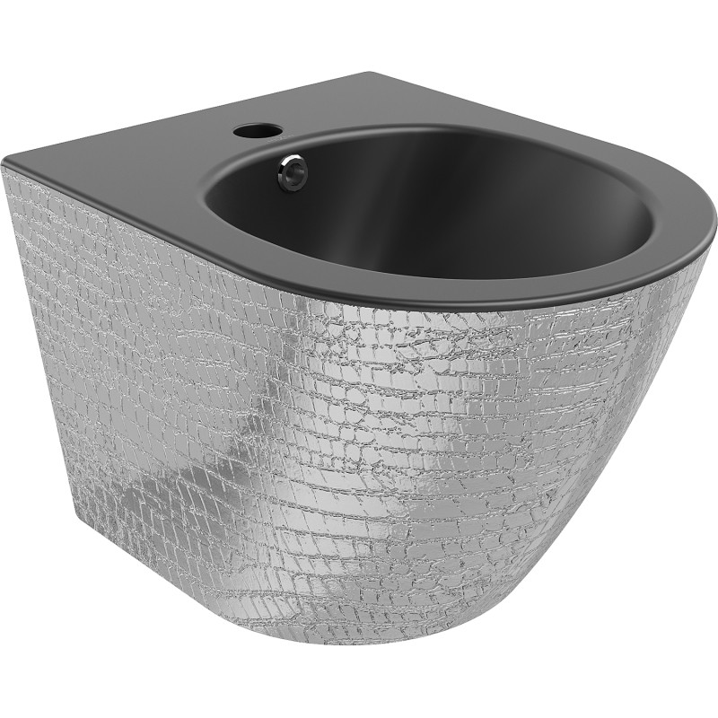 Mexen Lena wall-mounted bidet, black matte/silver scale pattern - 35224872