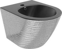 Mexen Lena wall-hung bidet, black matte/silver fish scale pattern - 35224872