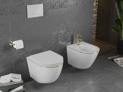 Mexen Lena wall-mounted bidet, white/gold line - 35224805