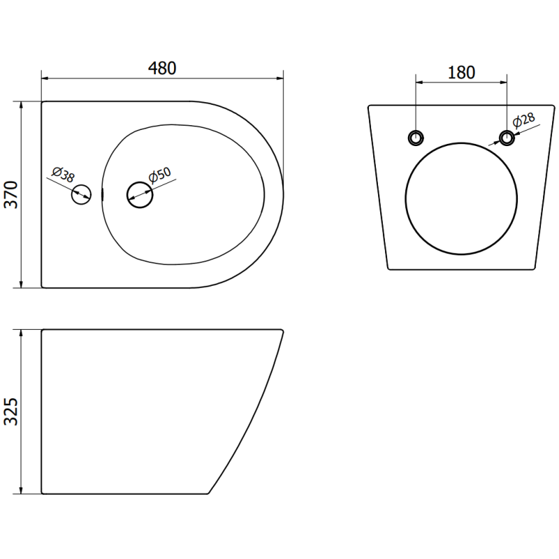 Mexen Lena wall-mounted bidet, black matte/golden line - 35224875