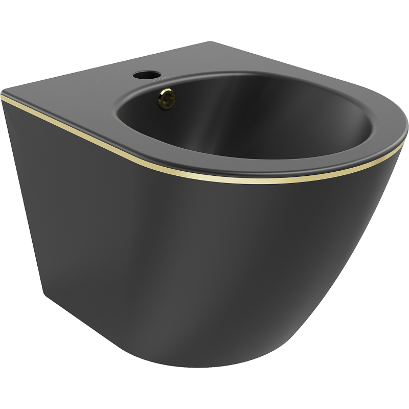 Mexen Lena Wall-Hung Bidet, Matte Black/Gold Line - 35224875