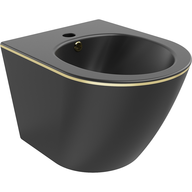 Mexen Lena wall-mounted bidet, black matte/golden line - 35224875
